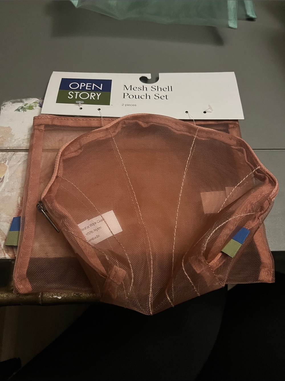 Open Story Mesh Shell Pouch Set - Rust (2 Piece)